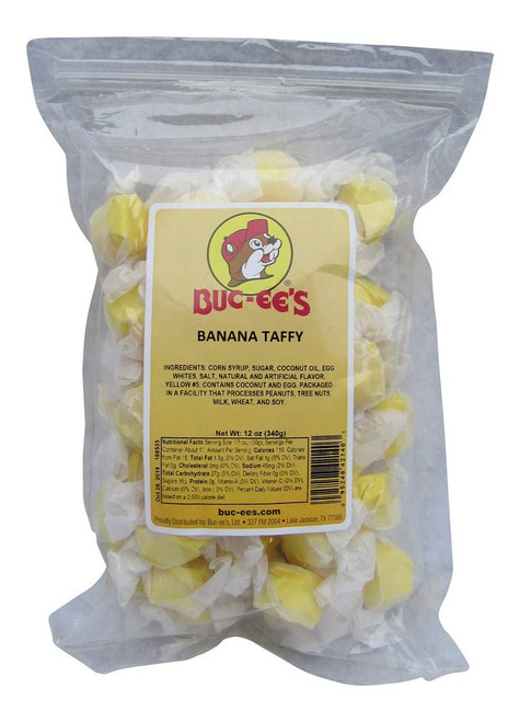 Buc-ee's Gourmet Banana Flavored Taffy in a Resealable Bag, 12 Ounces