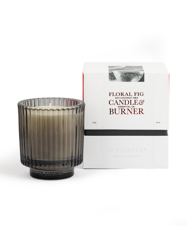 Floral Fig Soy + Coconut Wax Candle & Essential Oil Burner 255g - Labeled Tester
