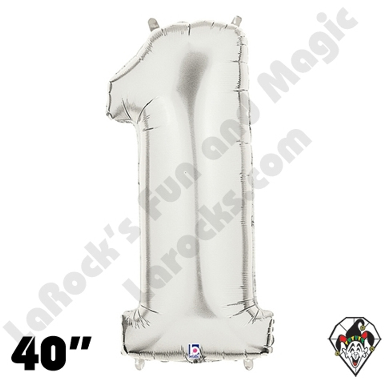 40 Inch Number 1 Silver Foil Megaloon Balloon Betallic 1ct