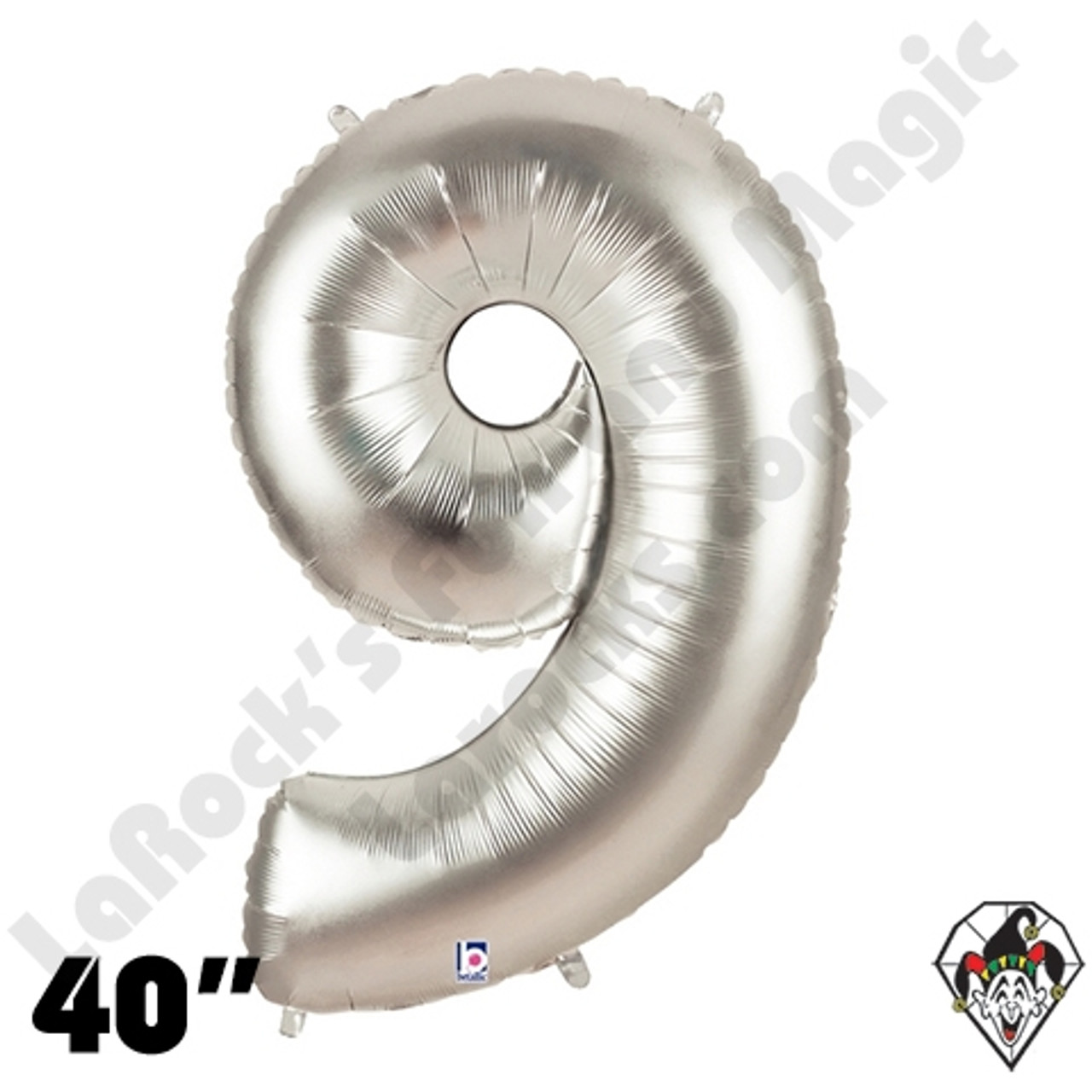 40 Inch Number 9 Silver Foil Megaloon Balloon Betallic 1ct