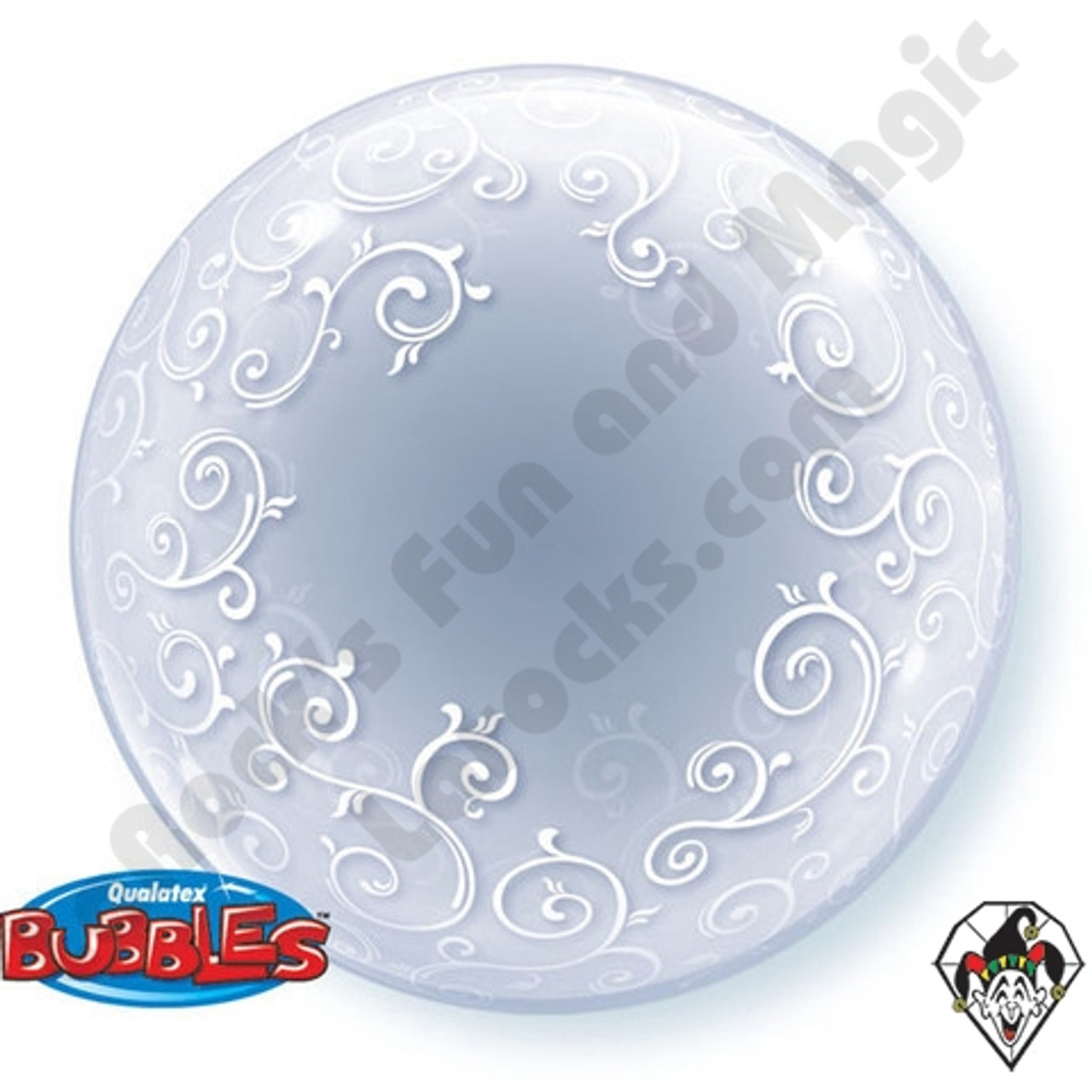 Qualatex 18 in. Filigree & Hearts-A-Round Foil Balloon Clear