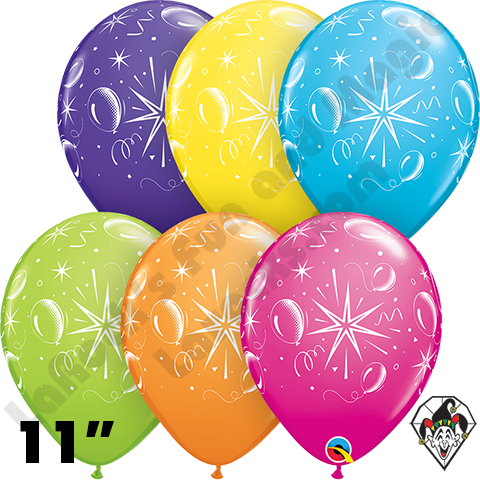 11 Inch Round Assortment Sparkling Balloons Tropical Balloon Qualatex 50ct