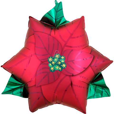 26 inch Shape Satin Infused Poinsettia Foil Balloon Anagram 1ct