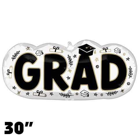 30 Inch Shape Grad Sketched Impressions Foil Balloon Anagram 1ct