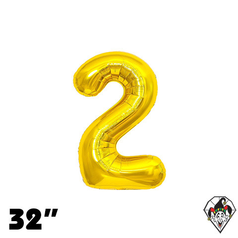 32 Inch Number 2 Gold Foil Balloon 1ct