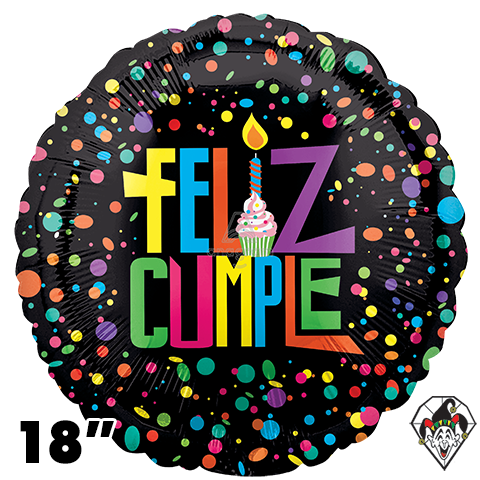 18 Inch Circle Feliz Cumpleanos Confetti Foil Balloon Anagram 1ct