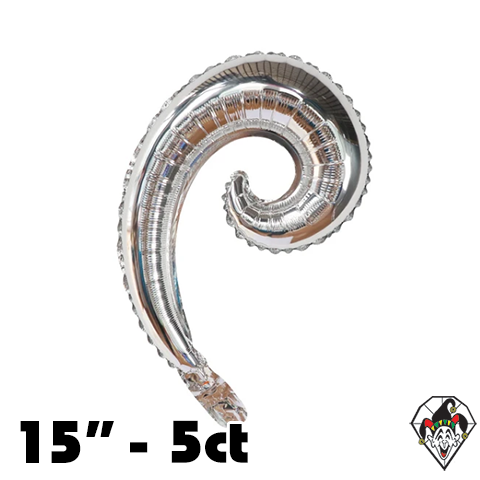 15 Inch Curly Wave Silver Foil Balloon 5ct