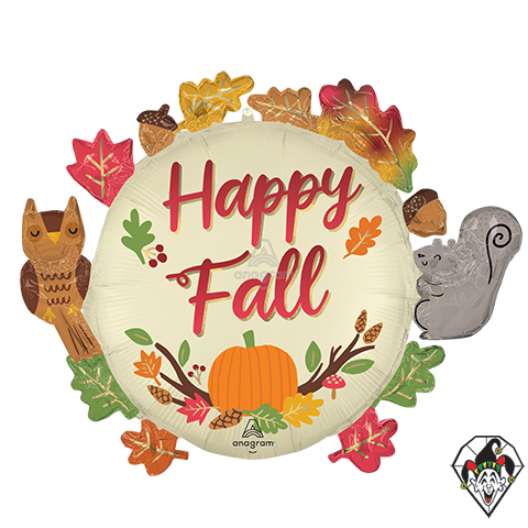 32 Inch Shape Satin Happy Fall Foil Balloon Anagram 1ct
