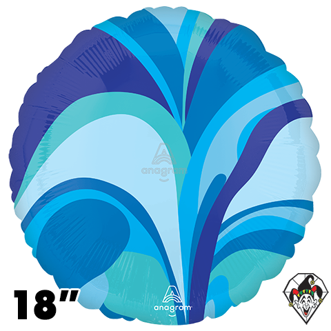18 Inch Circle Blue Macro Marble Balloon Anagram 1ct