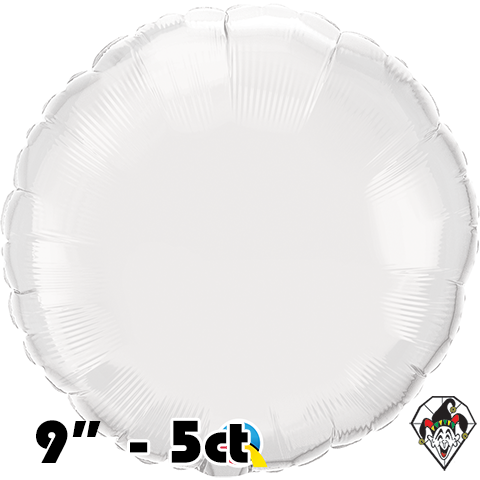 9 Inch Round White Foil Balloon Qualatex 5ct
