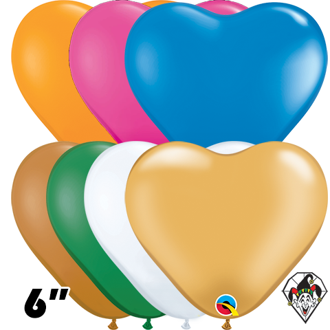 6 Inch Heart Assortment Opaque Balloon Qualatex 100ct