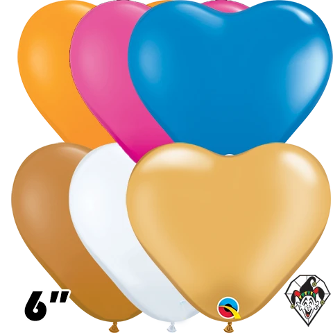 6 Inch Heart Assortment Opaque Balloon Qualatex 100ct