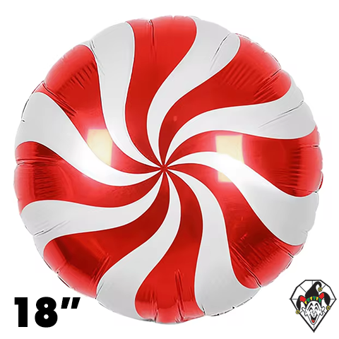 18 Inch Round Candy Swirl Red Foil Balloon 1ct
