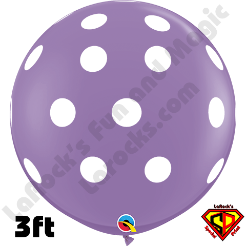 3 Foot Round Big Polka Dots Spring Lilac/White Qualatex Balloons 2ct