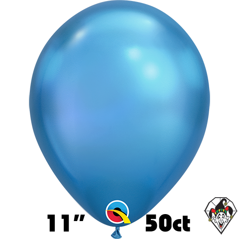 11 Inch Round Chrome Blue Balloon Qualatex 50ct