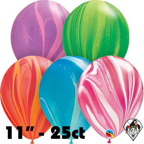 11 Inch Round Assortment Rainbow SuperAgate Balloon Qualatex 25ct