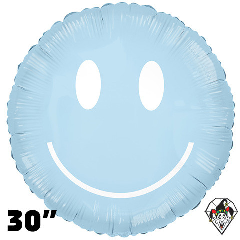 30 Inch Round Friendly Smile Blue Foil Balloon TUFTEX 1ct