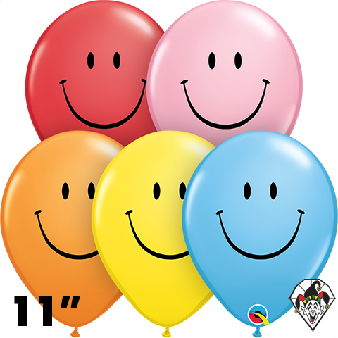 11 Inch Round Assortment Smile Face Balloon Qualatex 50ct