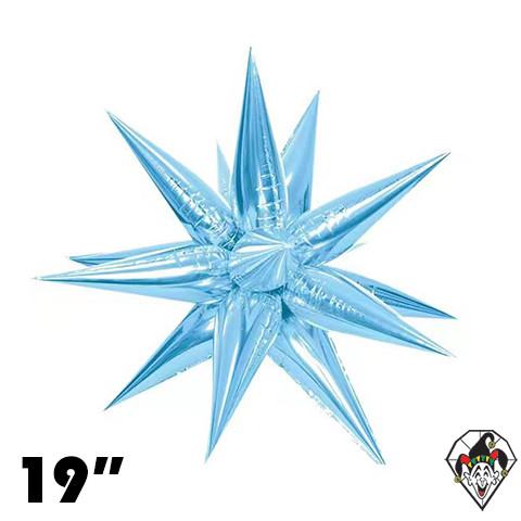 19 Inch Starburst Light Blue Foil Balloon 1ct  (12 Spikes)