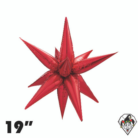 19 Inch Starburst Red Foil Balloon 1ct  (12 Spikes)