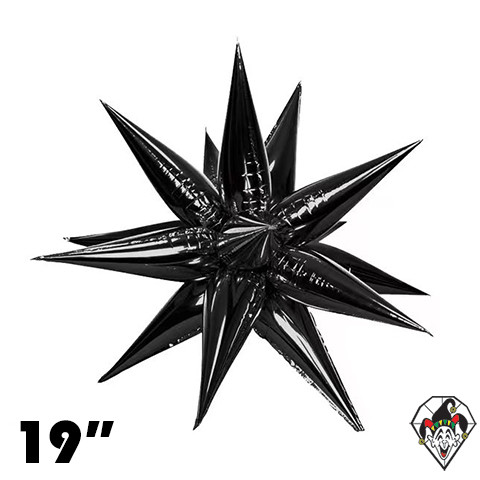 19 Inch Starburst Black Foil Balloon 1ct  (12 Spikes)