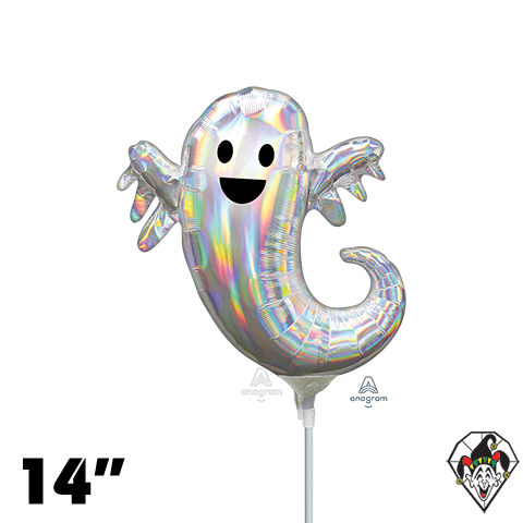 14 Inch Shape Iridescent Ghost Foil Balloon Anagram 1ct