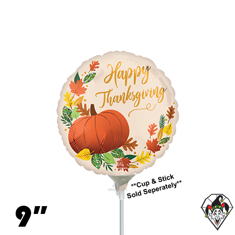 09 Inch Circle Satin HTG Fall Pumpkin Foil Anagram 1ct - Balloon Only