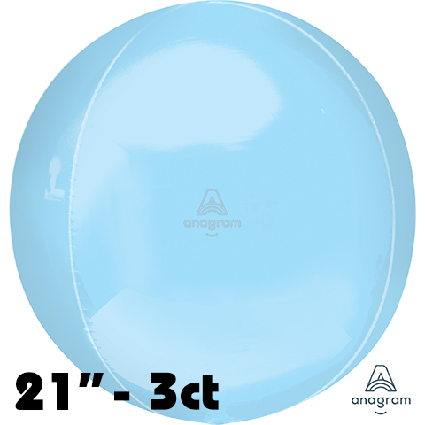 21 Inch Orbz Jumbo Pastel Blue Foil Balloon Anagram 3ct