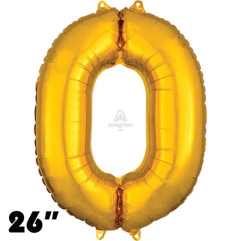 26 Inch Number Zero Gold Foil Balloon Anagram 1ct