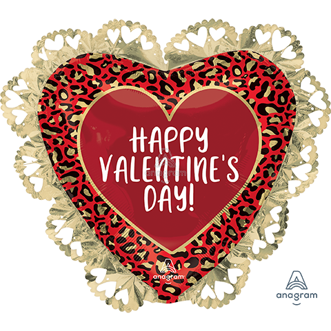 23 Inch Shape Happy Valentine's Day Animal Print Foil Balloon Anagram 1ct