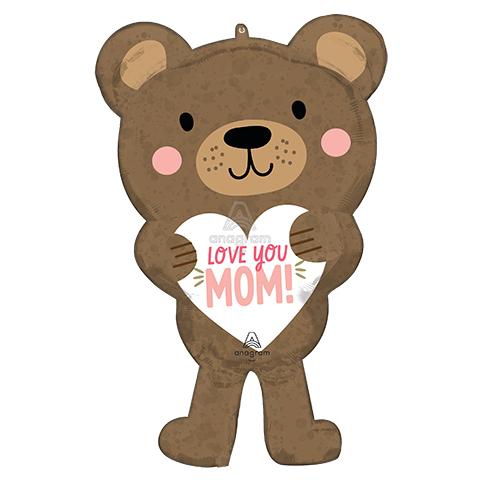 30 Inch Shape Bear Love You Mom Foil Balloon Anagram 1ct