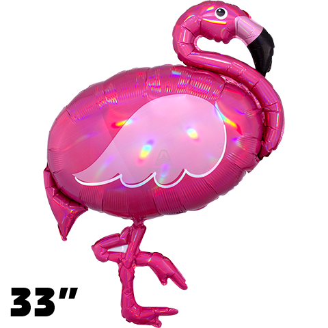 33 Inch Shape Iridescent Pink Flamingo Foil Balloon Anagram 1ct