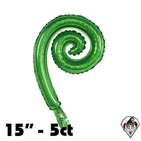 15 Inch Curly Green Foil Balloon 5ct