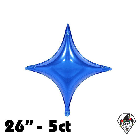 26 Inch Star Points Dark Blue Foil Balloon 5ct