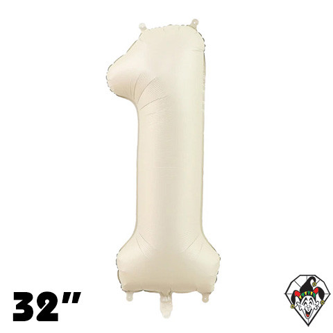 32 Inch Number 1 Creamy White Foil Balloon 1ct