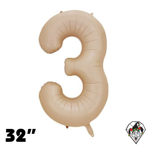 32 Inch Number 3 Caramel Foil Balloon 1ct