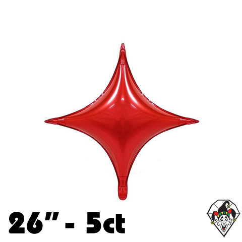 26 Inch Star Points Red Foil Balloon 5ct