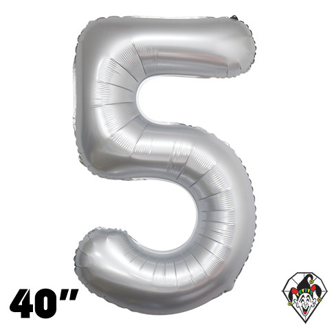 40 Inch Number 5 Chrome White Balloon 1ct