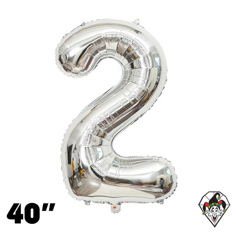 40 Inch Number 2 Silver Foil Balloon 1ct