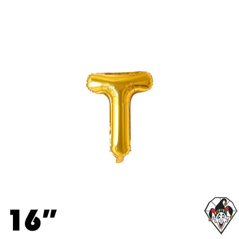 16 Inch Letter T Gold Foil Balloon 1ct