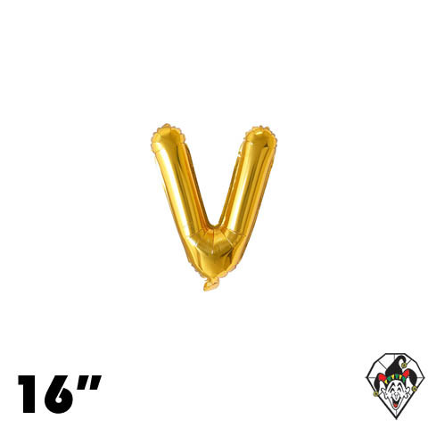 16 Inch Letter V Gold Foil Balloon 1ct