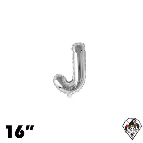 16 Inch Letter J Silver Foil Balloon 1ct