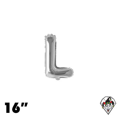 16 Inch Letter L Silver Foil Balloon 1ct