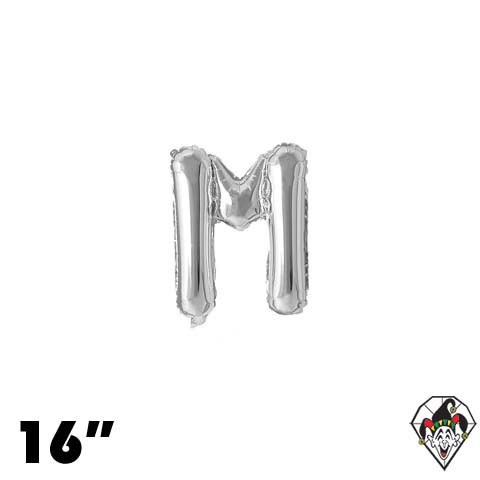 16 Inch Letter M Silver Foil Balloon 1ct