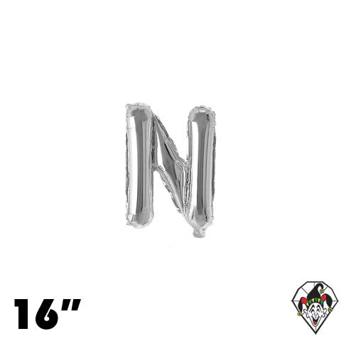 16 Inch Letter N Silver Foil Balloon 1ct