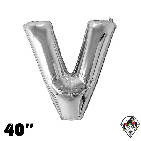 40 Inch Letter V Silver Foil Balloon 1ct