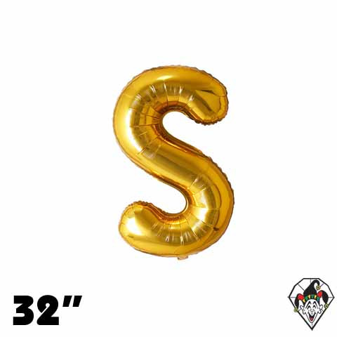32 Inch Letter S Gold Foil Balloon 1ct
