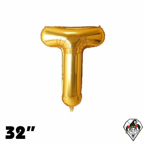 32 Inch Letter T Gold Foil Balloon 1ct