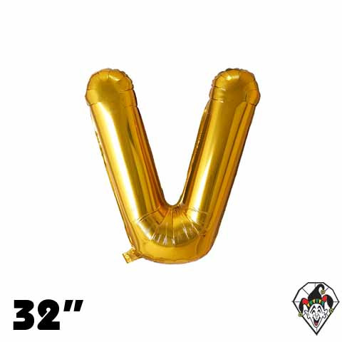 32 Inch Letter V Gold Foil Balloon 1ct