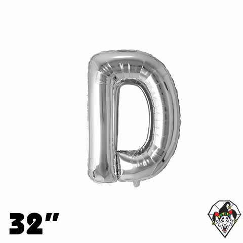 32 Inch Letter D Silver Foil Balloon 1ct